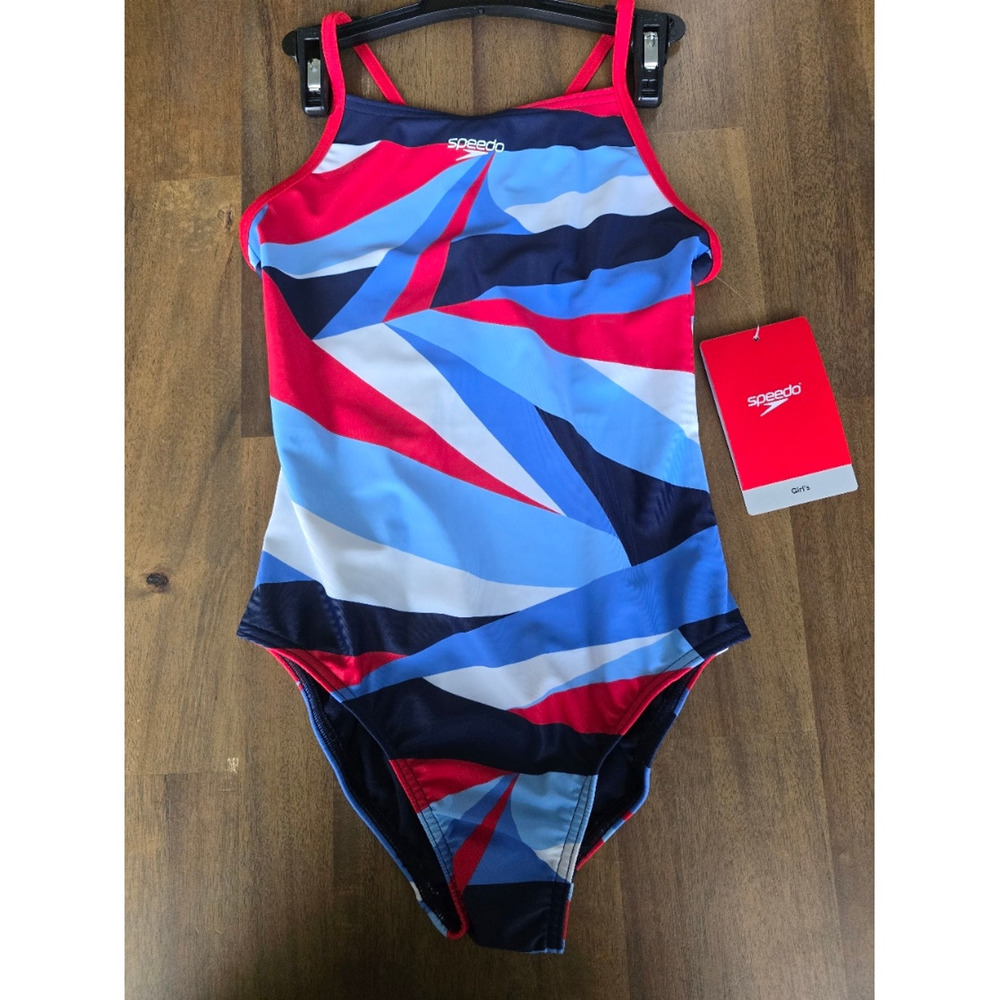 Speedo Girls Printed Thin Strap Once Piece NWT Size Medium (10-12)